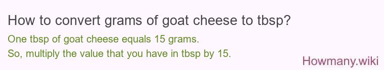 How to convert grams of goat cheese to tbsp?