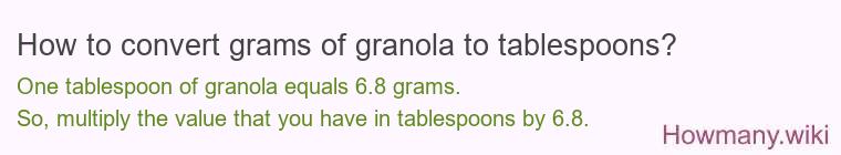 How to convert grams of granola to tablespoons? How to convert grams of granola to tablespoons?