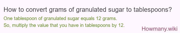 How to convert grams of granulated sugar to tablespoons?