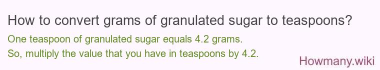How to convert grams of granulated sugar to teaspoons?