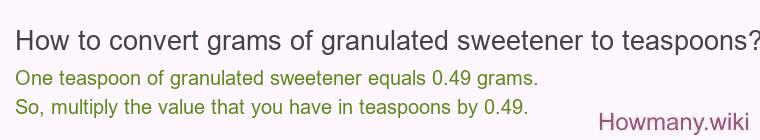 How to convert grams of granulated sweetener to teaspoons?