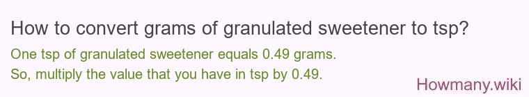 How to convert grams of granulated sweetener to tsp?