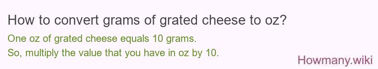 How to convert grams of grated cheese to oz? How to convert grams of grated cheese to oz?