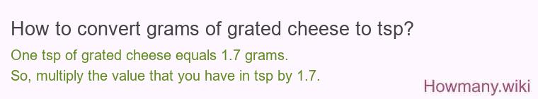 How to convert grams of grated cheese to tsp?