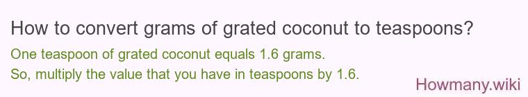 How to convert grams of grated coconut to teaspoons?