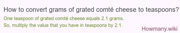 How to convert grams of grated comté cheese to teaspoons?