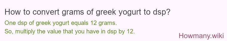 How to convert grams of greek yogurt to dsp?