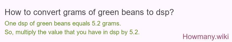 How to convert grams of green beans to dsp?