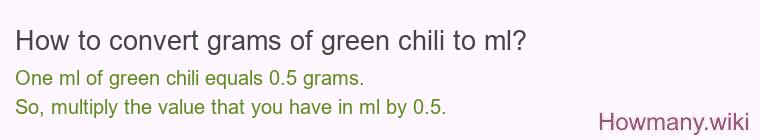 How to convert grams of green chili to ml? How to convert grams of green chili to ml?