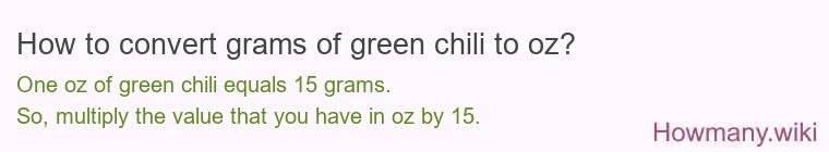 How to convert grams of green chili to oz?