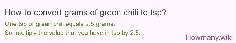 How to convert grams of green chili to tsp? How to convert grams of green chili to tsp?