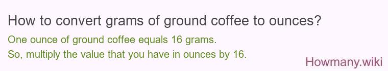 How to convert grams of ground coffee to ounces? How to convert grams of ground coffee to ounces?