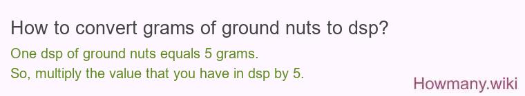 How to convert grams of ground nuts to dsp?