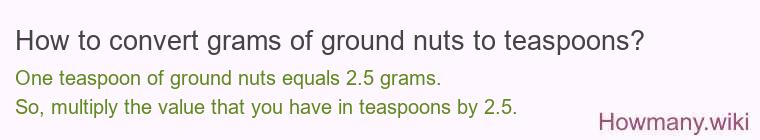 How to convert grams of ground nuts to teaspoons? How to convert grams of ground nuts to teaspoons?