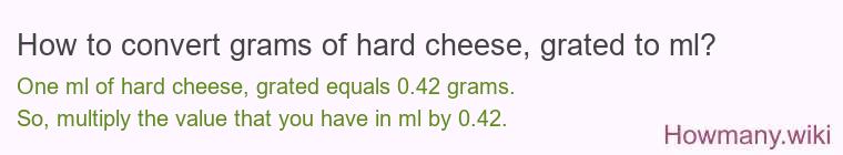 How to convert grams of hard cheese, grated to ml?