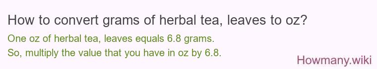 How to convert grams of herbal tea, leaves to oz?