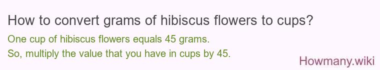 How to convert grams of hibiscus flowers to cups?