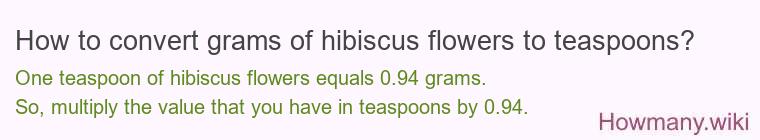 How to convert grams of hibiscus flowers to teaspoons?