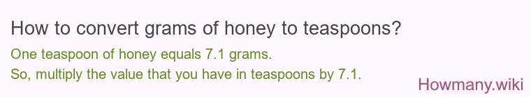 How to convert grams of honey to teaspoons?
