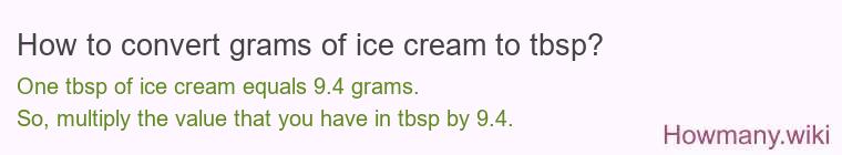 How to convert grams of ice cream to tbsp?
