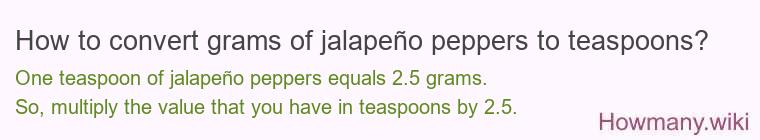 How to convert grams of jalapeño peppers to teaspoons?