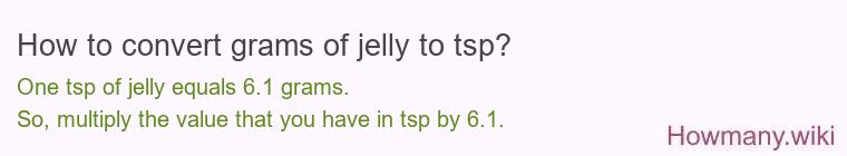 How to convert grams of jelly to tsp? How to convert grams of jelly to tsp?
