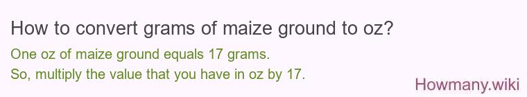 How to convert grams of maize ground to oz?