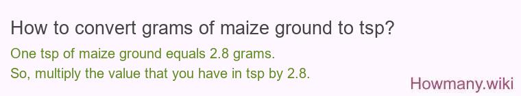 How to convert grams of maize ground to tsp?
