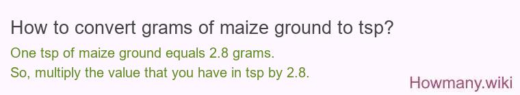 How to convert grams of maize ground to tsp? How to convert grams of maize ground to tsp?