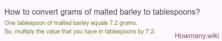 How to convert grams of malted barley to tablespoons?