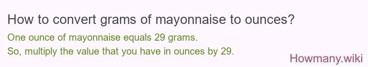 How to convert grams of mayonnaise to ounces?