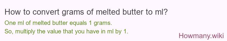 How to convert grams of melted butter to ml? How to convert grams of melted butter to ml?