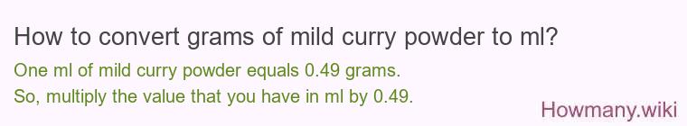 How to convert grams of mild curry powder to ml?