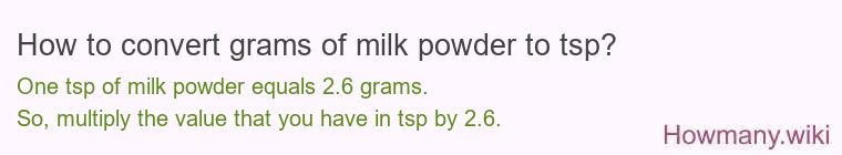 How to convert grams of milk powder to tsp? How to convert grams of milk powder to tsp?