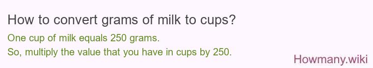 How to convert grams of milk to cups? How to convert grams of milk to cups?