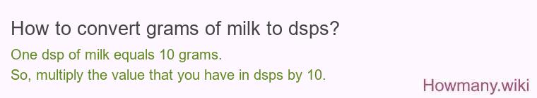 How to convert grams of milk to dsps? How to convert grams of milk to dsps?