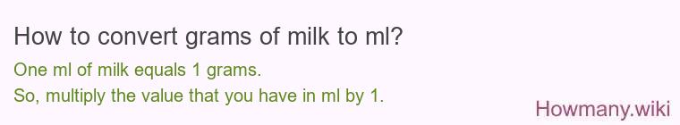 How to convert grams of milk to ml?
