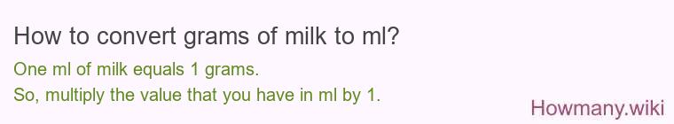 How to convert grams of milk to ml? How to convert grams of milk to ml?
