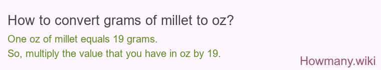 How to convert grams of millet to oz?