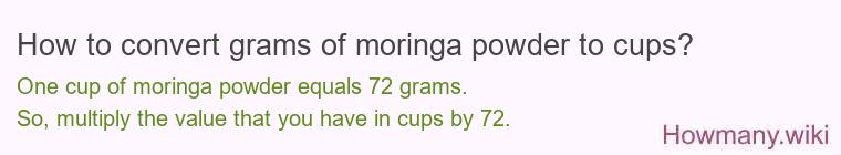 How to convert grams of moringa powder to cups? How to convert grams of moringa powder to cups?