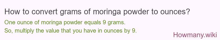 How to convert grams of moringa powder to ounces? How to convert grams of moringa powder to ounces?
