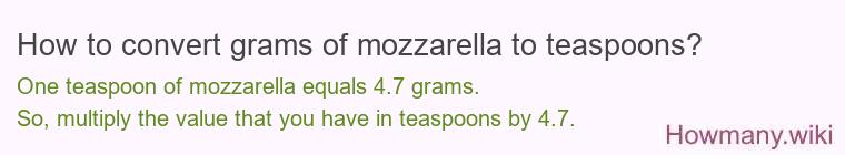 How to convert grams of mozzarella to teaspoons?