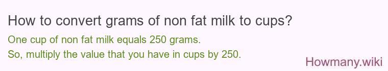 How to convert grams of non fat milk to cups? How to convert grams of non fat milk to cups?