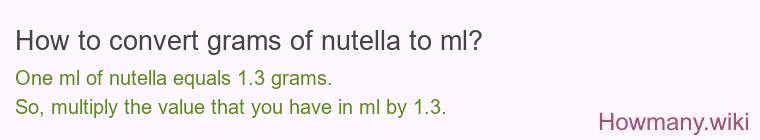 How to convert grams of nutella to ml? How to convert grams of nutella to ml?