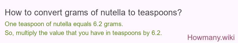 How to convert grams of nutella to teaspoons?