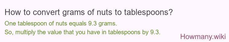 How to convert grams of nuts to tablespoons?