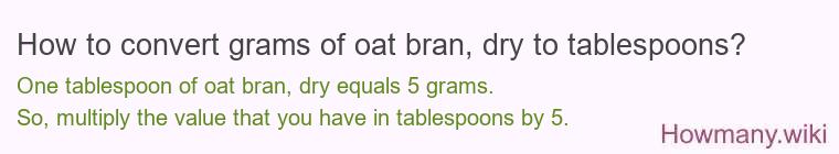 How to convert grams of oat bran, dry to tablespoons?