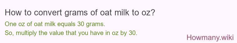 How to convert grams of oat milk to oz? How to convert grams of oat milk to oz?