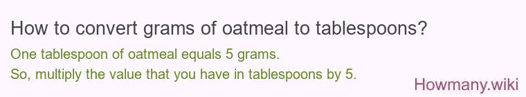 How to convert grams of oatmeal to tablespoons?