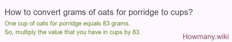 How to convert grams of oats for porridge to cups?